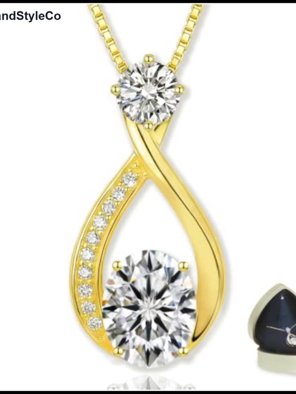 Moissanite Infinity Necklace S925 Sterling Silver 18K Gold Plated